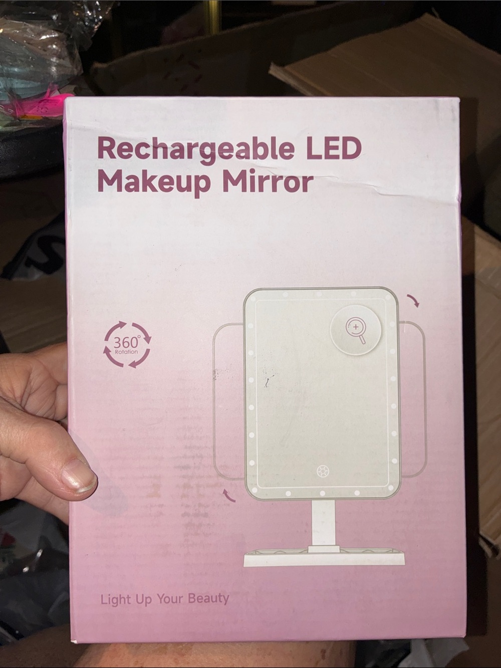 Rechargeable LED Makeup Mirror - Pink & White